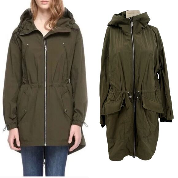 Soia & Kyo Harri‎ Raincoat Parka Jacket Lightweight Long Hooded Green Size XL - Picture 1 of 16